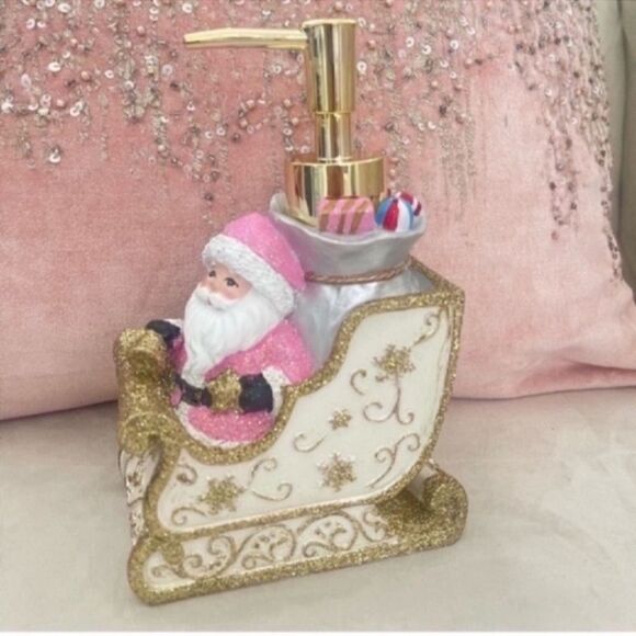 NWT Pink Santa’s Sleigh Holiday Soap/Lotion Pump